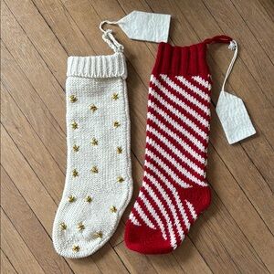 West Elm Vintage Looking Knit Christmas Stockings Set of 2